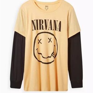 NIRVANA Yellow and Black Smiley Face Shirt